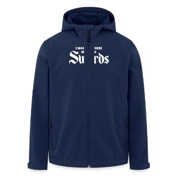 On m’a dit qu’il y aurait des lettres d’épées dans le - Veste softshell homme en polyester recyclé Stanley/Stella - marine - Devant - AI Model Male 185 light (185cm)