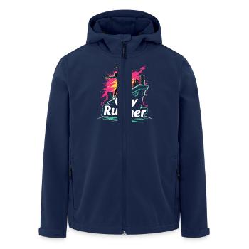City Runner Stadtläufer - Recycelte Männer Softshell-Jacke von Stanley/Stella - Navy - Vorne - AI Model Male 185 light (185cm)