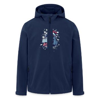 Nilpferd Weihnachten Lustig - Recycelte Männer Softshell-Jacke von Stanley/Stella - Navy - Vorne - AI Model Male 185 light (185cm)