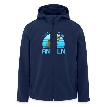 Angler Geburtstag COOLE JUNGS GEHEN ANGELN Lustig - Recycelte Männer Softshell-Jacke von Stanley/Stella - Navy - Vorne - AI Model Male 185 light (185cm)