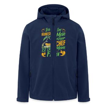 Rentner IM RUHESTAND MEIN EINZIGER CHEF MEINE FRAU - Recycelte Männer Softshell-Jacke von Stanley/Stella - Navy - Vorne - AI Model Male 185 light (185cm)