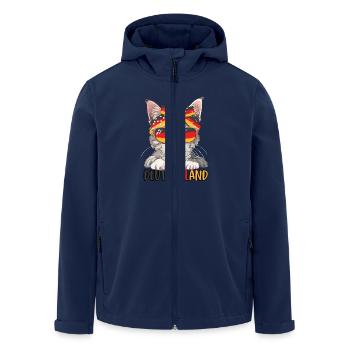 Deutschland Katze Fußball Katzenliebhaber - Recycelte Männer Softshell-Jacke von Stanley/Stella - Navy - Vorne - AI Model Male 185 light (185cm)