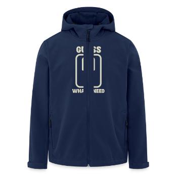 Guess What I Need Humorous Graphics with Silhouette - Men’s Recycled Softshell Jacket by Stanley/Stella - navy - Front - AI Model Male 185 light (185cm)