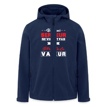 Ein Superserver altert nicht als Geschenkserver - Recycelte Männer Softshell-Jacke von Stanley/Stella - Navy - Vorne - AI Model Male 185 light (185cm)