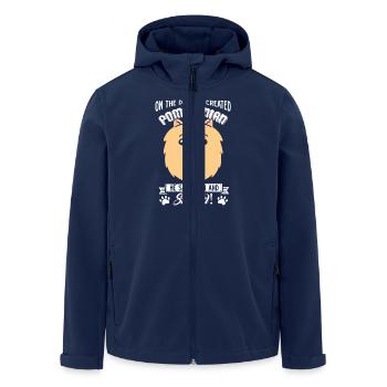 God Created Pomeranian - Men’s Recycled Softshell Jacket by Stanley/Stella - navy - Front - AI Model Male 185 light (185cm)