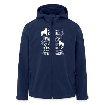 Real Girls Play With Great Pyrenees - Men’s Recycled Softshell Jacket by Stanley/Stella - navy - Front - AI Model Male 185 light (185cm)