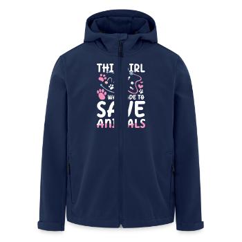 This Girl Was Made To Save Animals - Recycelte Männer Softshell-Jacke von Stanley/Stella - Navy - Vorne - AI Model Male 185 light (185cm)