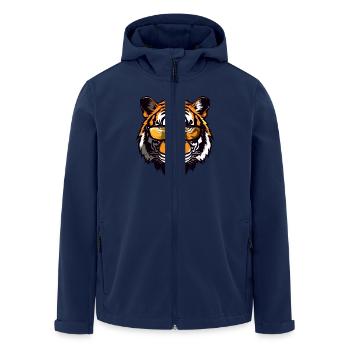 Tiger Kopf Porträt Cool - Recycelte Männer Softshell-Jacke von Stanley/Stella - Navy - Vorne - AI Model Male 185 light (185cm)