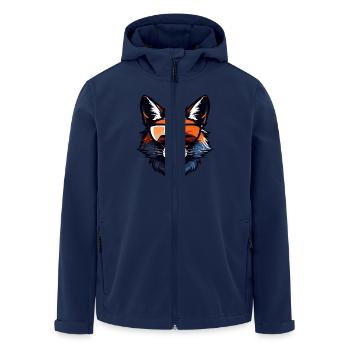 Fuchs Kopf Porträt Cool - Recycelte Männer Softshell-Jacke von Stanley/Stella - Navy - Vorne - AI Model Male 185 light (185cm)
