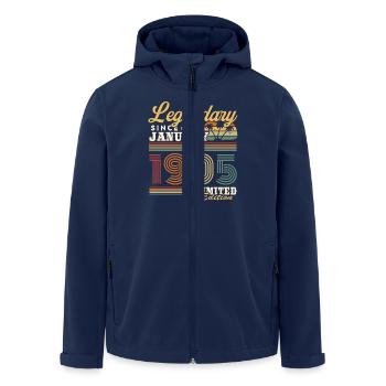 Legendary since January 1995 vintage birthday - Men’s Recycled Softshell Jacket by Stanley/Stella - navy - Front - AI Model Male 185 light (185cm)