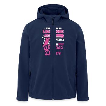 I know how to do more than one washing machine and - Men’s Recycled Softshell Jacket by Stanley/Stella - navy - Front - AI Model Male 185 light (185cm)