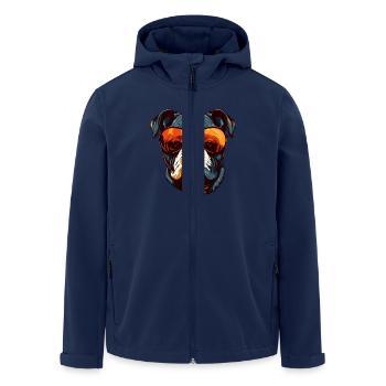 Bulldog Hund Kopf Porträt Cool - Recycelte Männer Softshell-Jacke von Stanley/Stella - Navy - Vorne - AI Model Male 185 light (185cm)
