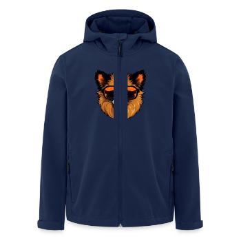 Pomeranian Hund Kopf Porträt Cool - Recycelte Männer Softshell-Jacke von Stanley/Stella - Navy - Vorne - AI Model Male 185 light (185cm)