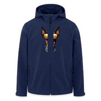 Doberman Hund Kopf Porträt Cool - Recycelte Männer Softshell-Jacke von Stanley/Stella - Navy - Vorne - AI Model Male 185 light (185cm)
