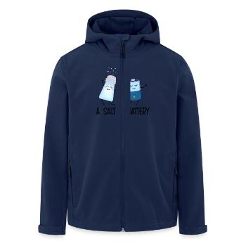 Un motif de dessin animé amusant Salt & Battery pour - Veste softshell homme en polyester recyclé Stanley/Stella - marine - Devant - AI Model Male 185 light (185cm)