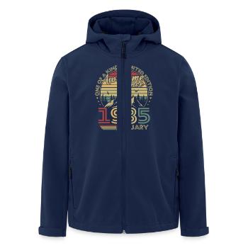 Jahrgang Januar 1985 Retro Geburtstagsgeschenk - Recycelte Männer Softshell-Jacke von Stanley/Stella - Navy - Vorne - AI Model Male 185 light (185cm)