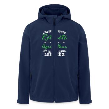 J ai deux titres retraité et agriculteur - Veste softshell homme en polyester recyclé Stanley/Stella - marine - Devant - AI Model Male 185 light (185cm)