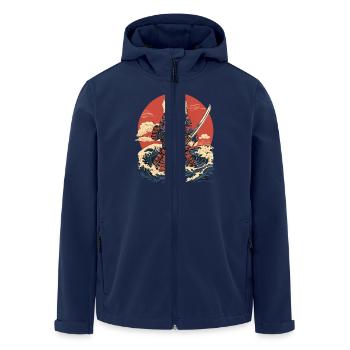 French Bulldog Samurai Warrior Waves - Men’s Recycled Softshell Jacket by Stanley/Stella - navy - Front - AI Model Male 185 light (185cm)