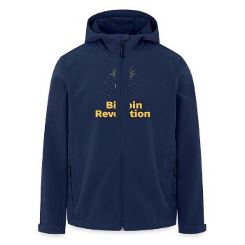 Bitcoin Revolution - Men’s Recycled Softshell Jacket by Stanley/Stella - navy - Front - AI Model Male 185 light (185cm)