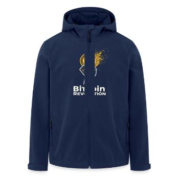 Bitcoin Revolution - Men’s Recycled Softshell Jacket by Stanley/Stella - navy - Front - AI Model Male 185 light (185cm)