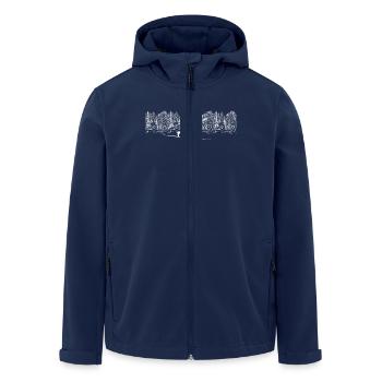 Skifahren Silhouette im Winterwald Skiing - Recycelte Männer Softshell-Jacke von Stanley/Stella - Navy - Vorne - AI Model Male 185 light (185cm)