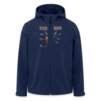 Texas SUV Funny Cow Design With Lettering - Men’s Recycled Softshell Jacket by Stanley/Stella - navy - Front - AI Model Male 185 light (185cm)