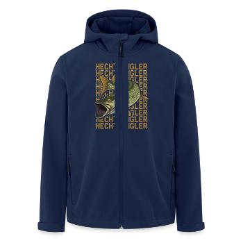 Angler Geburtstag HECHT ANGLER Lustiges Angeln - Recycelte Männer Softshell-Jacke von Stanley/Stella - Navy - Vorne - AI Model Male 185 light (185cm)