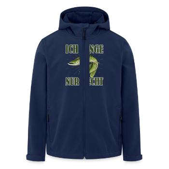 Hecht Angler ICH FANGE NUR HECHT Lustiges Angeln - Recycelte Männer Softshell-Jacke von Stanley/Stella - Navy - Vorne - AI Model Male 185 light (185cm)