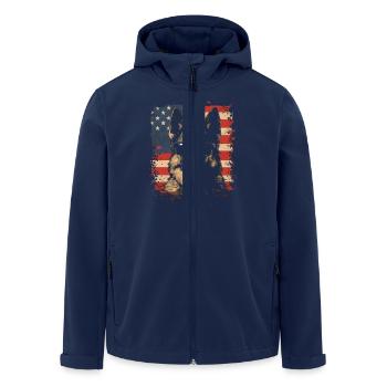 Cool German Shepherd Sunglasses USA Flag - Men’s Recycled Softshell Jacket by Stanley/Stella - navy - Front - AI Model Male 185 light (185cm)