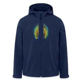 Majestic peacock with magnificent colors in - Men’s Recycled Softshell Jacket by Stanley/Stella - navy - Front - AI Model Male 185 light (185cm)