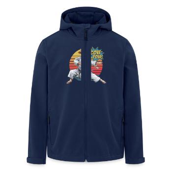 Lustige Kuh macht Karate Judo Selbstverteidigung - Recycelte Männer Softshell-Jacke von Stanley/Stella - Navy - Vorne - AI Model Male 185 light (185cm)