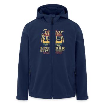 80e anniversaire Né en janvier 1945 - Veste softshell homme en polyester recyclé Stanley/Stella - marine - Devant - AI Model Male 185 light (185cm)