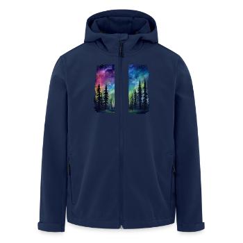 Magical forest landscape under a starry sky with - Men’s Recycled Softshell Jacket by Stanley/Stella - navy - Front - AI Model Male 185 light (185cm)