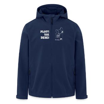 Plotting Your Demise Funny Cat Humorous - Men’s Recycled Softshell Jacket by Stanley/Stella - navy - Front - AI Model Male 185 light (185cm)
