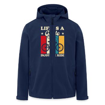 La vie est un cycle - Veste softshell homme en polyester recyclé Stanley/Stella - marine - Devant - AI Model Male 185 light (185cm)