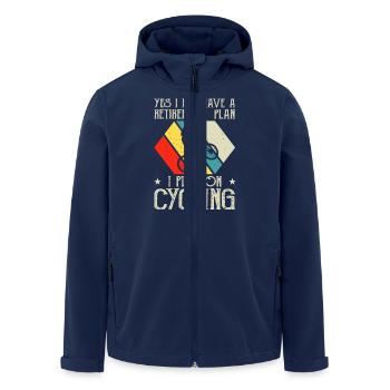I Plan on cycling - Men’s Recycled Softshell Jacket by Stanley/Stella - navy - Front - AI Model Male 185 light (185cm)