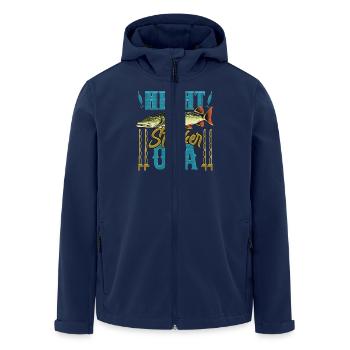 HECHT STOLZER OPA Lustiges Hecht Angler Geburtstag - Recycelte Männer Softshell-Jacke von Stanley/Stella - Navy - Vorne - AI Model Male 185 light (185cm)