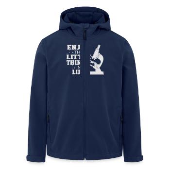 Enjoy the Little Things in Life Microscope - Men’s Recycled Softshell Jacket by Stanley/Stella - navy - Front - AI Model Male 185 light (185cm)