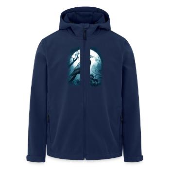 Corbeau mystique devant la pleine lune dans la forêt mystique - Veste softshell homme en polyester recyclé Stanley/Stella - marine - Devant - AI Model Male 185 light (185cm)