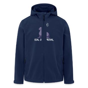 Lustiger Seehund Mit Seal of Approval Sprechblase - Recycelte Männer Softshell-Jacke von Stanley/Stella - Navy - Vorne - AI Model Male 185 light (185cm)
