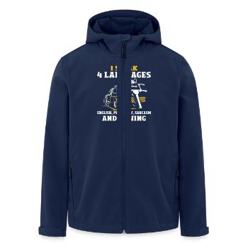 I speak 4 languages Towing Sarcasm - Men’s Recycled Softshell Jacket by Stanley/Stella - navy - Front - AI Model Male 185 light (185cm)
