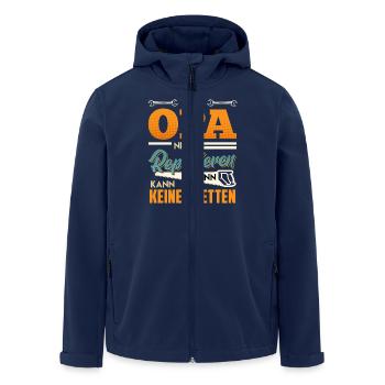 Opi WAS OPA NICHT REPARIEREN KANN KANN KEINER - Recycelte Männer Softshell-Jacke von Stanley/Stella - Navy - Vorne - AI Model Male 185 light (185cm)