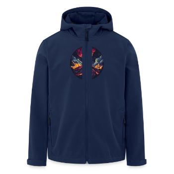 Éruption volcanique dramatique avec feu et fumée - Veste softshell homme en polyester recyclé Stanley/Stella - marine - Devant - AI Model Male 185 light (185cm)