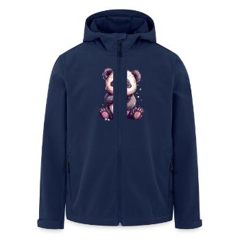 Niedlicher Panda mit Tee - Recycelte Männer Softshell-Jacke von Stanley/Stella - Navy - Vorne - AI Model Male 185 light (185cm)