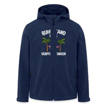 RUHESTAND KEINE VERPFLICHTUNGEN Lustiges - Recycelte Männer Softshell-Jacke von Stanley/Stella - Navy - Vorne - AI Model Male 185 light (185cm)