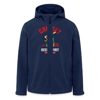Cricket Retro Motif with Player Keep Spirit - Men’s Recycled Softshell Jacket by Stanley/Stella - navy - Front - AI Model Male 185 light (185cm)