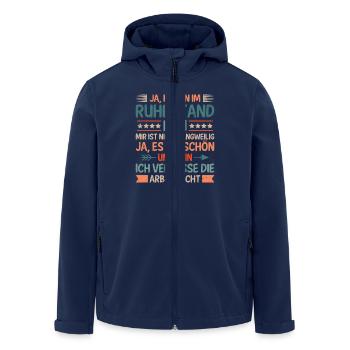 Rentner JA ICH BIN IM RUHESTAND KEINE LANGEWEILE - Recycelte Männer Softshell-Jacke von Stanley/Stella - Navy - Vorne - AI Model Male 185 light (185cm)