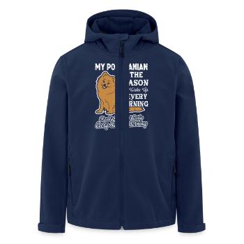 My Pomeranian The Reason I Wake Up Early - Men’s Recycled Softshell Jacket by Stanley/Stella - navy - Front - AI Model Male 185 light (185cm)