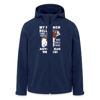 My French Bulldog Thinks I am Perfect - Men’s Recycled Softshell Jacket by Stanley/Stella - navy - Front - AI Model Male 185 light (185cm)