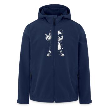 Cooler Panda Mit Sonnenbrille Und Peace-Zeichen - Recycelte Männer Softshell-Jacke von Stanley/Stella - Navy - Vorne - AI Model Male 185 light (185cm)